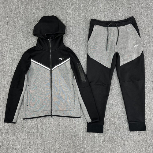 Sportswear Tech Fleece Full Zip Hoodie & Joggers Set Black Grey