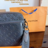 Original 5A Men's Pochette Trio Fashionable Versatile Messenger Bag Black Grey