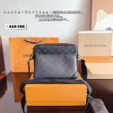 Original 5A Men's Pochette Trio Classic Full Print Coated Canvas Panel Leather Mailman Bag Single Shoulder Crossbody Bag