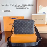Original 5A Men's Pochette Trio Classic Full Print Coated Canvas Panel Leather Mailman Bag Single Shoulder Crossbody Bag