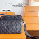 Original 5A Men's Pochette Trio Classic Full Print Coated Canvas Panel Leather Mailman Bag Single Shoulder Crossbody Bag