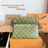 Original 5A Men's Pochette Trio Classic Full Print Coated Canvas Panel Leather Mailman Bag Single Shoulder Crossbody Bag