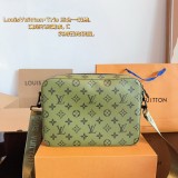 Original 5A Men's Pochette Trio Classic Full Print Coated Canvas Panel Leather Mailman Bag Single Shoulder Crossbody Bag