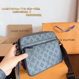 Original 5A Men's Pochette Trio Fashionable Versatile Messenger Bag Black Grey
