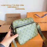 Original 5A Men's Pochette Trio Classic Full Print Coated Canvas Panel Leather Mailman Bag Single Shoulder Crossbody Bag