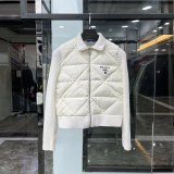 Original 5A Women's Triangle Quilted Recycled Nylon and Cashmere Jacket White