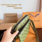Original 5A Men's Pochette Trio Classic Full Print Coated Canvas Panel Leather Mailman Bag Single Shoulder Crossbody Bag