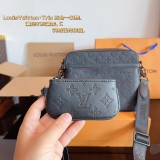 Original 5A Men's Pochette Trio Fashionable Versatile Messenger Bag Black Grey