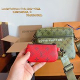 Original 5A Men's Pochette Trio Classic Full Print Coated Canvas Panel Leather Mailman Bag Single Shoulder Crossbody Bag