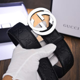 Original 1:1 Pure Steel Logo Cowhide Belt Chip Belt 3.8cm