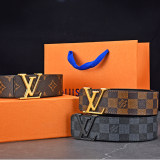 Original 1:1 Pure Steel Buckle Genuine Leather Retro Belt With Chip