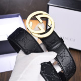 Original 1:1 Pure Steel Logo Cowhide Belt Chip Belt 3.8cm