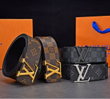 Original 1:1 Pure Steel Buckle Genuine Leather Retro Belt With Chip