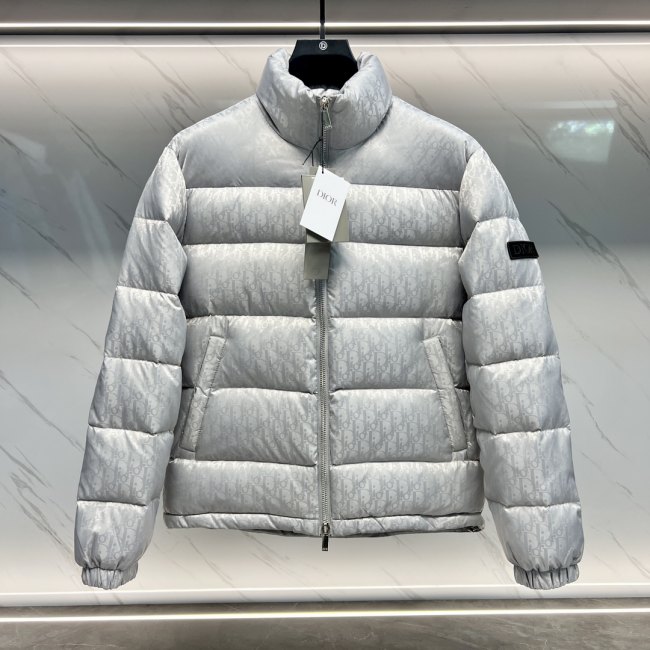 Oblique Jacquard Logo Stand Collar Down Jacket
