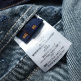 Men and Women Embroidered Logo Denim Jacket Jeans Set Navy Blue