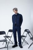 Men and Women Embroidered Logo Denim Jacket Jeans Set Navy Blue