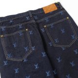 Men and Women Embroidered Logo Denim Jacket Jeans Set Navy Blue
