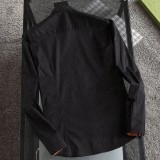 Men's Embroidered Logo Long Sleeve Shirt Black