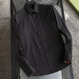 Men's Embroidered Logo Long Sleeve Shirt Black
