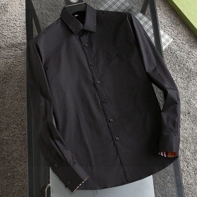 Men's Embroidered Logo Long Sleeve Shirt Black