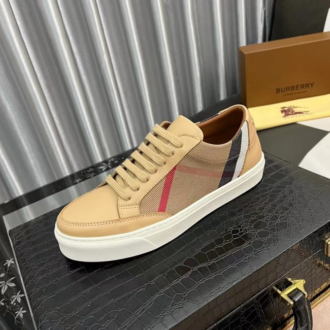 Men's Vintage Check Panelled Casual Sneakers brown