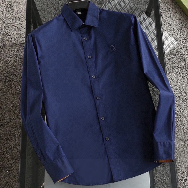 Men's Embroidered Logo Long Sleeve Shirt Blue