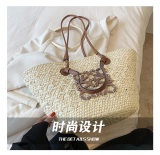5A Anagram Basket bag in iraca palm and calfskin Tote Bag