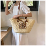 5A Anagram Basket bag in iraca palm and calfskin Tote Bag