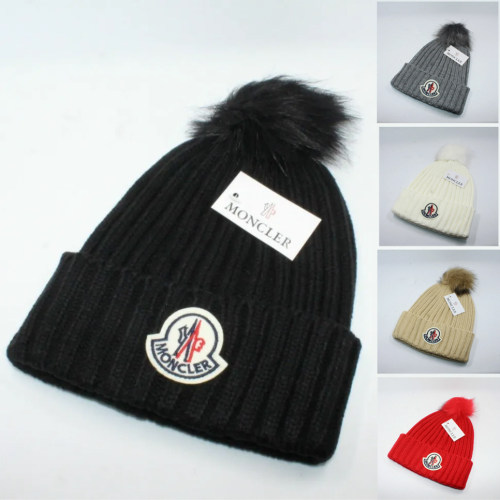Ribbed Fur Pom Knit Cap Cuffed Beanie Winter Soft Warm 024#