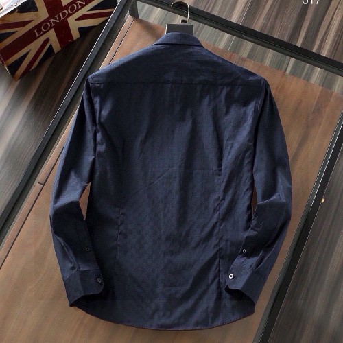 Embroidered Logo Men's Long Sleeve Shirt Blue