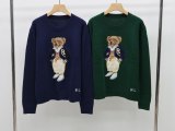 Wool Cashmere Blended Fabrics Oversized Soft Crewneck Warm Pullover Sweater Polo Embroidery Bear Loose Fit Jumper