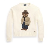 100% Cotton Oversized Soft Crewneck Warm Pullover Sweater Polo Embroidery Bear Loose Fit Jumper