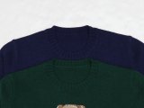 Wool Cashmere Blended Fabrics Oversized Soft Crewneck Warm Pullover Sweater Polo Embroidery Bear Loose Fit Jumper