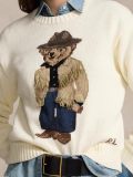 100% Cotton Oversized Soft Crewneck Warm Pullover Sweater Polo Embroidery Bear Loose Fit Jumper