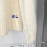 Women's 90% Wool Oversized Soft Crewneck Warm Pullover Sweater Polo Embroidery Bear Loose Fit Jumper 00808
