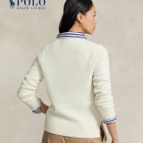 Women's 90% Wool Oversized Soft Crewneck Warm Pullover Sweater Polo Embroidery Bear Loose Fit Jumper 00808