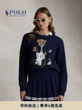 100% Cotton Oversized Soft Crewneck Warm Pullover Sweater Polo Embroidery Bear Loose Fit Jumper