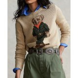 Women's 65% Cotton Oversized Soft Crewneck Warm Pullover Sweater Polo Embroidery Bear Loose Fit Jumper 00808