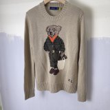 Women's 65% Cotton Oversized Soft Crewneck Warm Pullover Sweater Polo Embroidery Bear Loose Fit Jumper 00808