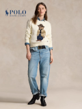 100% Cotton Oversized Soft Crewneck Warm Pullover Sweater Polo Embroidery Bear Loose Fit Jumper