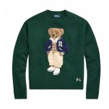 Wool Cashmere Blended Fabrics Oversized Soft Crewneck Warm Pullover Sweater Polo Embroidery Bear Loose Fit Jumper