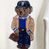 Women's 90% Wool Oversized Soft Crewneck Warm Pullover Sweater Polo Embroidery Bear Loose Fit Jumper 00808