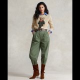 Women's 65% Cotton Oversized Soft Crewneck Warm Pullover Sweater Polo Embroidery Bear Loose Fit Jumper 00808