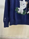 100% Cotton Oversized Soft Crewneck Warm Pullover Sweater Polo Embroidery Bear Loose Fit Jumper