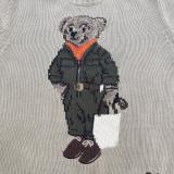 Women's 65% Cotton Oversized Soft Crewneck Warm Pullover Sweater Polo Embroidery Bear Loose Fit Jumper 00808