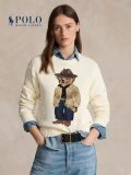 100% Cotton Oversized Soft Crewneck Warm Pullover Sweater Polo Embroidery Bear Loose Fit Jumper