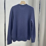 Women's 70% Wool 30% Cashmere Oversized Soft Crewneck Warm Pullover Sweater Polo Embroidery Bear Loose Fit Jumper