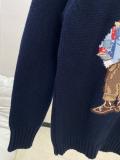 Women's 100% Cotton Oversized Soft Crewneck Warm Pullover Sweater Polo Embroidery Bear Loose Fit Jumper