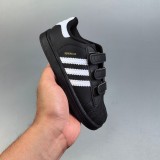 5A Kids Superstar Classic Shell Toe Velcro Closure Children's Shoes Black