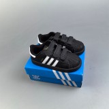 5A Kids Superstar Classic Shell Toe Velcro Closure Children's Shoes Black